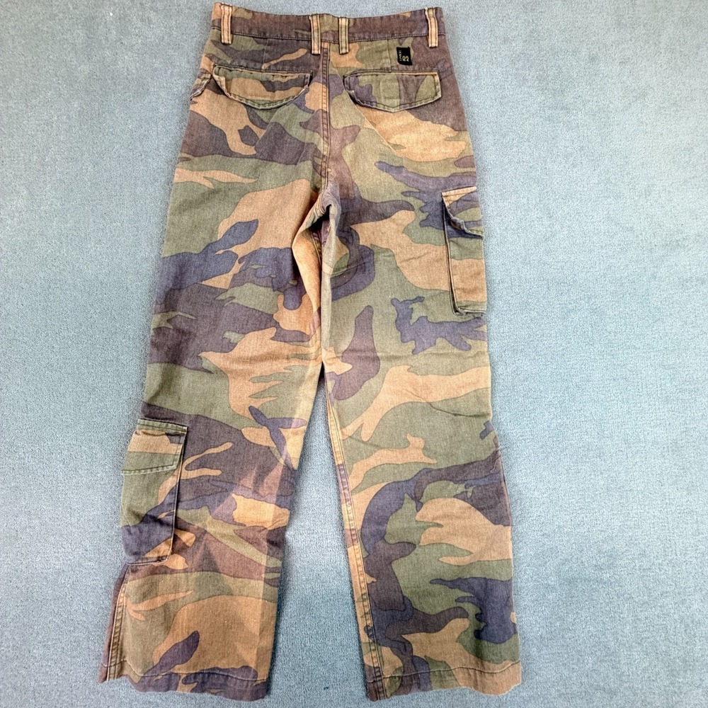 Vtg Womens Camo Cargo Pant Sz 14 Multicolor Earth Tone Cotton Blend Hip Slimming